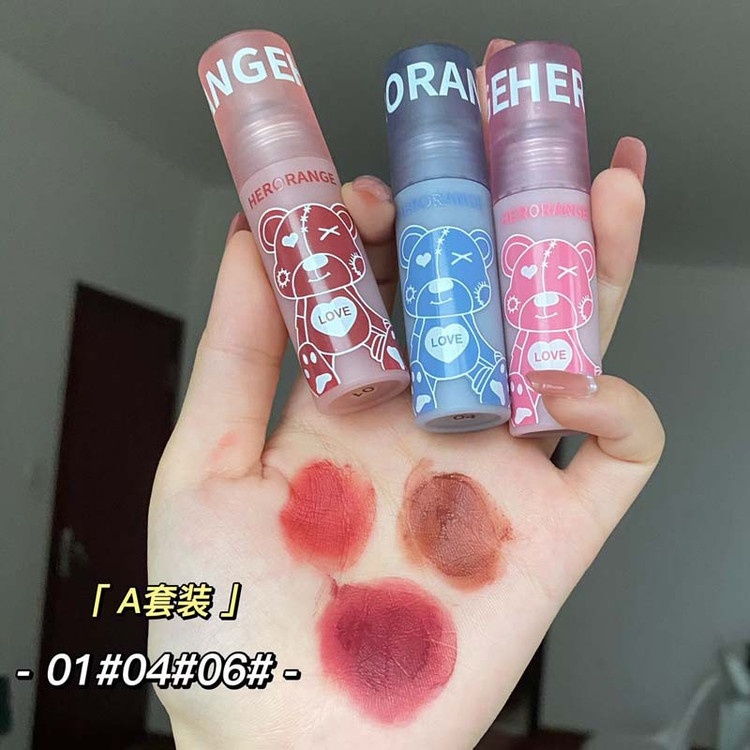 پک 3 عددی رژلب مایع مات مخملی طرح تدی HERORANGE